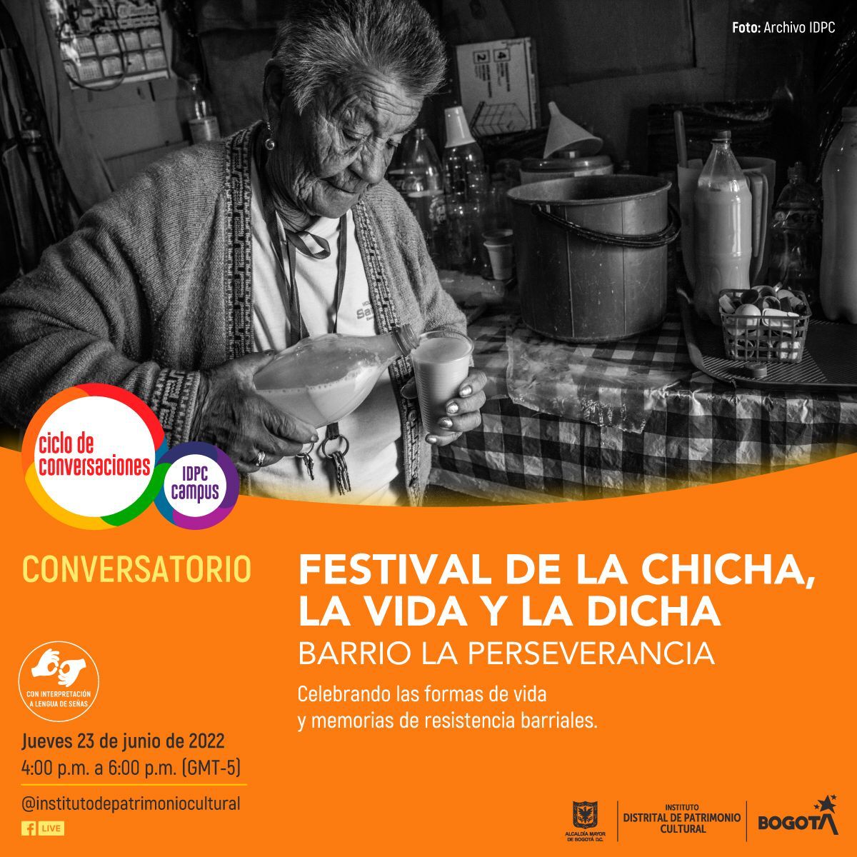 Participa en el conversatorio sobre Festival de la chicha, la vida y la dicha del barrio La Perseverancia